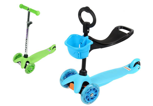 $55 for a Kids 3-in-1 Scooter with Flashing Wheels - Available in Green or Blue
