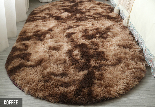 Oval-Shaped Tie Dye Plush Carpet - Available in Six Colours & Five Sizes