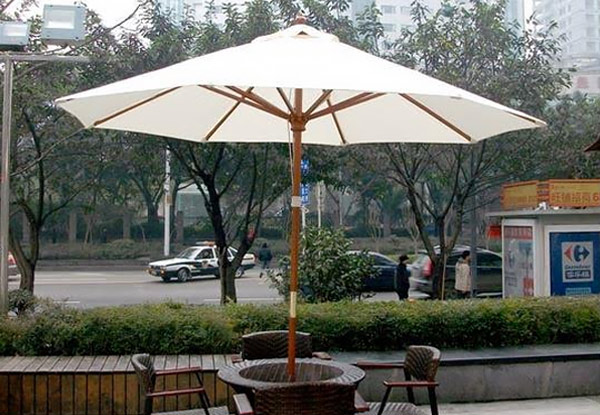 $48 for a Nine-Foot Wooden Market Umbrella – Available in Green or White