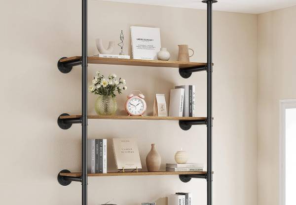 Three-Tier Industrial Iron Pipe DIY Shelf - Option for Four & Five-Tier