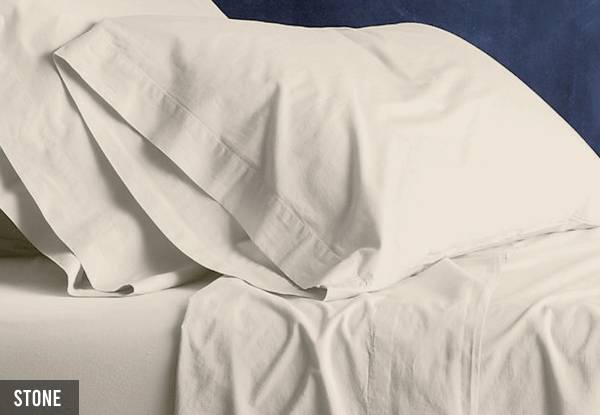 European Vintage Washed Cotton Sheet Set - Available in Six Colours & Two Sizes