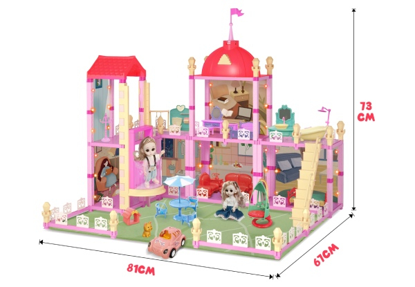73cm Lighted Doll House Playset with Elevator, Six Rooms & Two Storeys