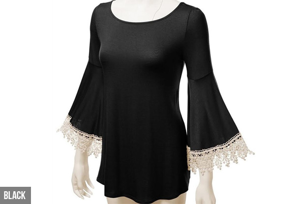 $22 for a Lace Patched Wide Sleeve Top – Available in Three Colours