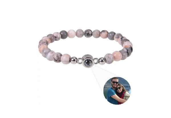 Custom Photo Projection Bead Bracelet - Available in Nine Colours & Option for Two-Pack