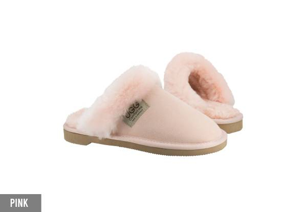 Ugg Australian-Made Water-Resistant Classic Unisex Sheepskin Fur Trim Scuffs - Available in Six Colours & Eight Sizes