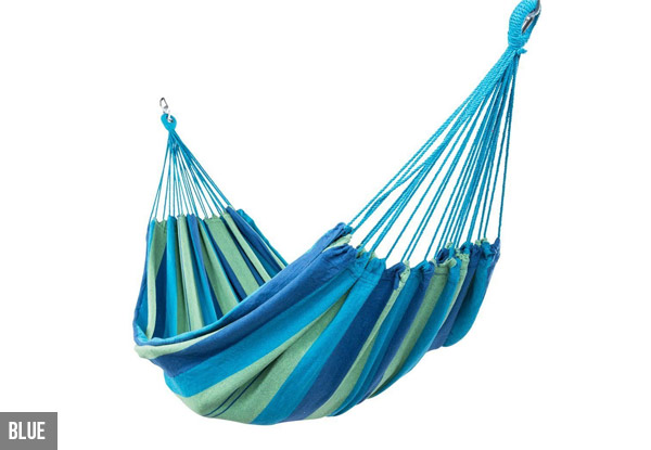 From $9 for a Single Hammock, or $15 for a Double – Available in Two Colours