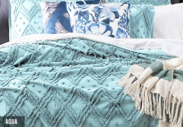 Medallion Vintage Tufted Quilt Cover Incl. Pillowcase - Available in Five Colours & Three Sizes