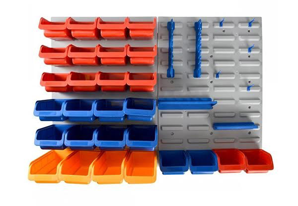 $29.99 for a 43-Piece Wall Mounted Storage Bin Set