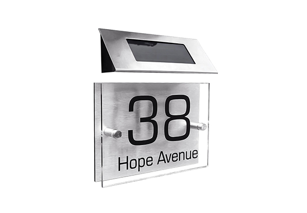 Personalised Solar Powered Modern House Sign Number - Two Sizes Available