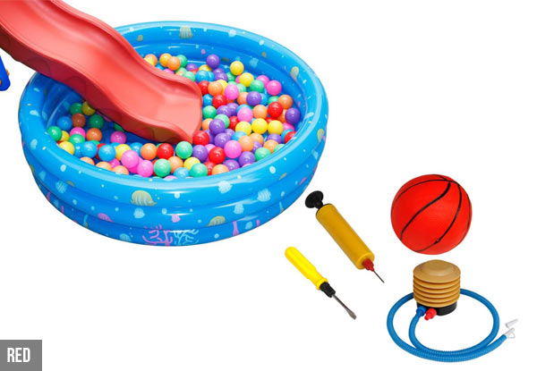 $179 for a Kid's Playground Swing & Slide Set with Ball Pool - Available in Two Colours