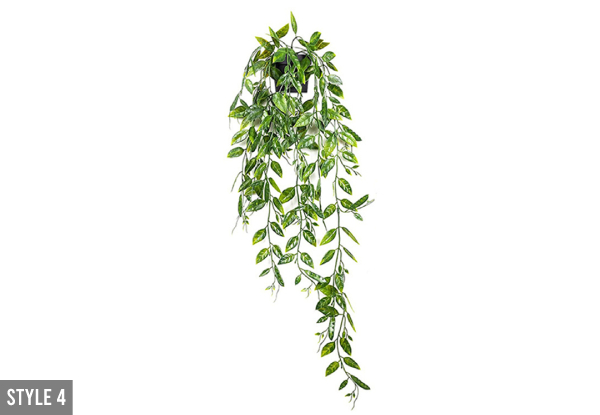 Artificial Hanging Potted Fake Plant - Four Styles Available & Options for Two-Pack