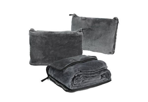 Travel Blanket Pillow - Available in Four Colours & Option for Two-Pack