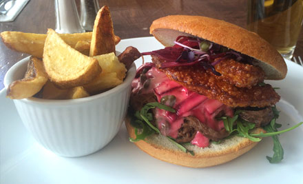 $23 for Gourmet Beef Brisket & Halloumi Burger Matched with a Mike's Organic Lager (value up to $36)