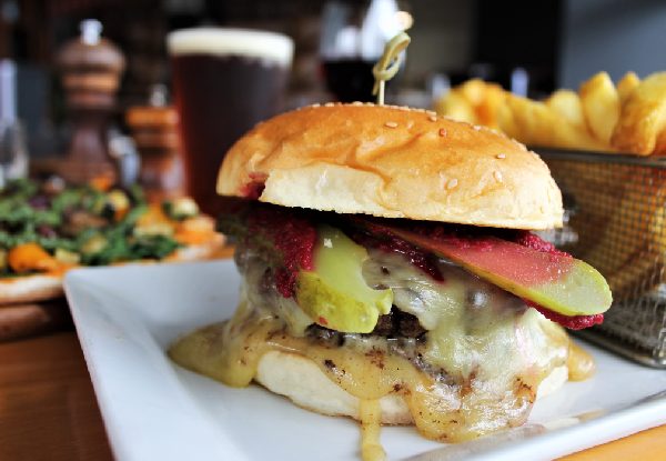 Two Gourmet Burgers or Pizzas & Two Craft Beers or House Wines for Two People – Options for up to Eight People