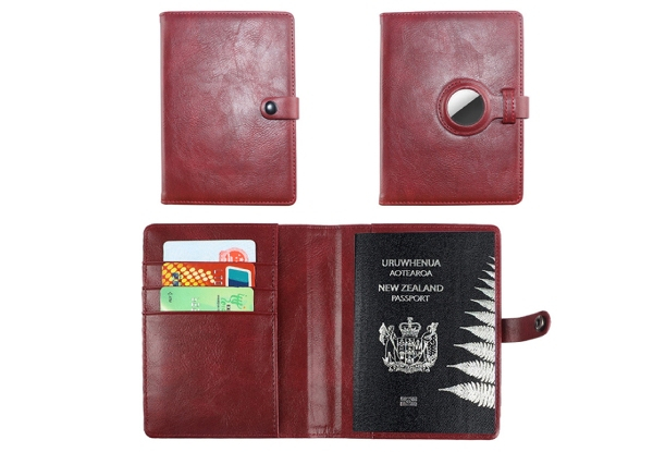 Travel Passport Holder with Protective Case for AirTag - Four Colours Available & Options for Two-Pack