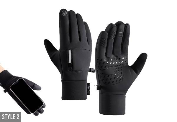 Pair of Winter Touchscreen Cycling Gloves - Available in Two Styles, Three Colours & Three Sizes