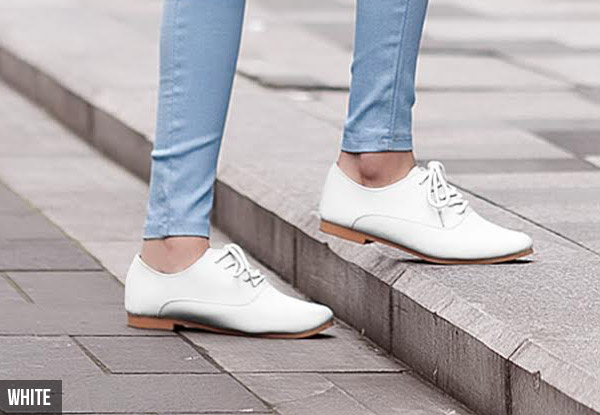 $49 for a Pair of Women's Leather Lace Up Shoes – Available in Three Colours