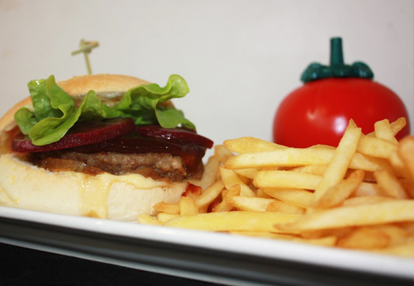 $25 for Two Gourmet Burgers with Fries – Choose from a Classic Zepplin Beef Burger or a Chicken Breast Burger Served with Bacon & Relish (value up to $39)
