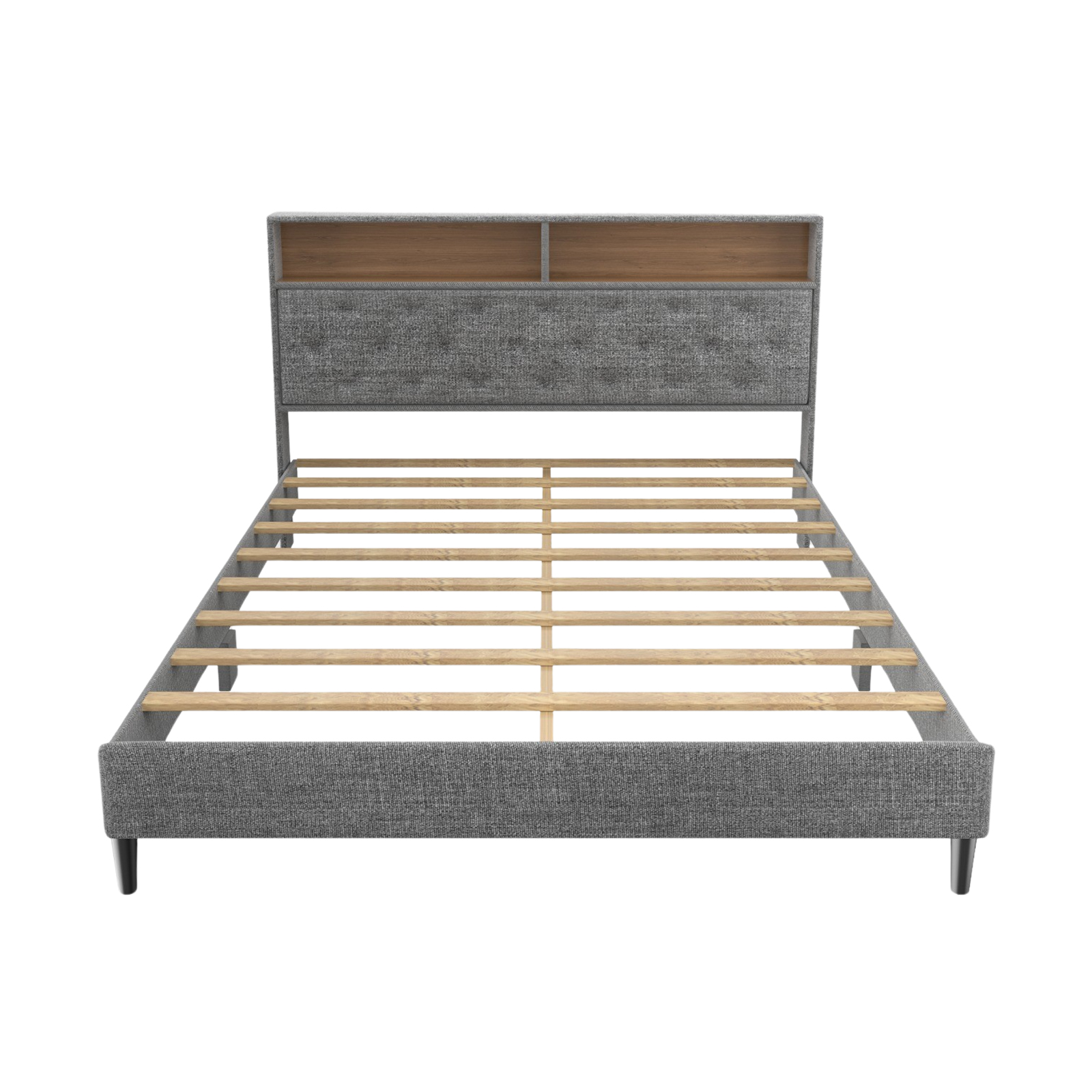 Wooden Bed Frame with LED Lights & Storage - Two Sizes Available
