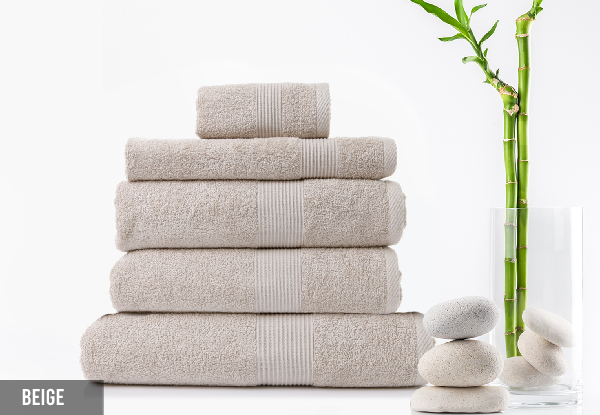 Royal Comfort Five-Piece Cotton Bamboo Towel Set - Two Colours Available