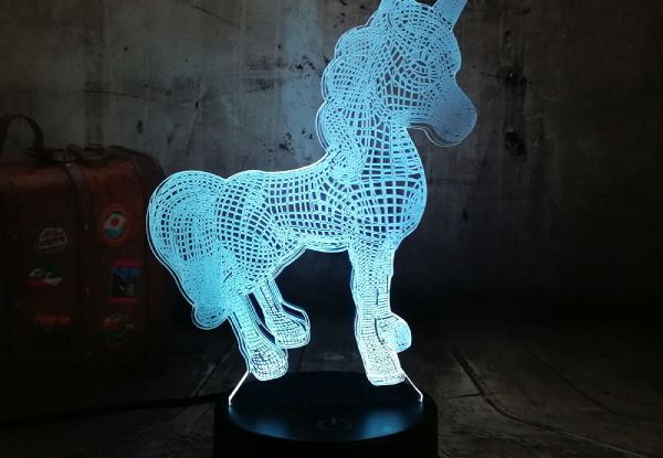 Seven Colour LED 3D Unicorn Night Light