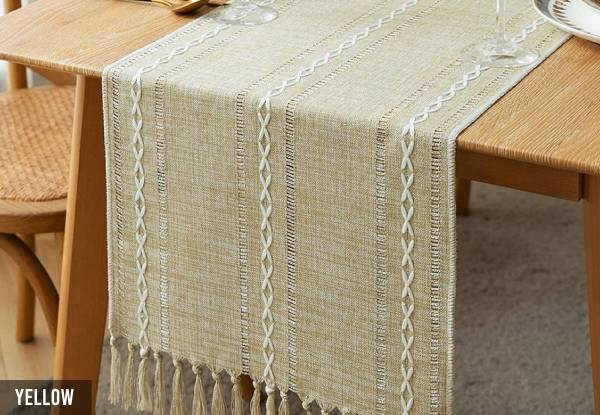 Boho Linen Table Runner - Available in Five Colours & Three Sizes