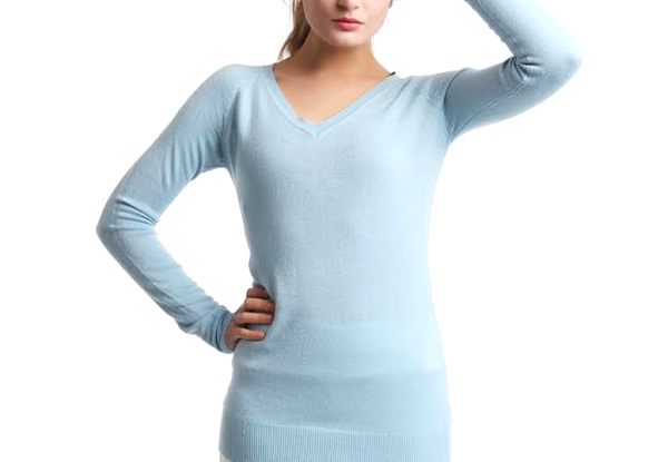$19 for a Women's V-Neck Long Sleeve Knitted Jumper – Available in Two Colours