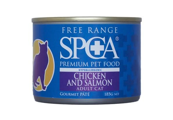 $18 for 24 185g Cans of SPCA Premium Chicken & Salmon Cat Food (value $71.76)