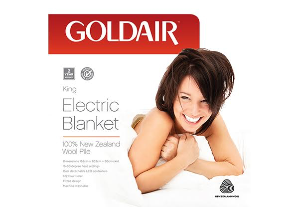 From $169.99 for a Goldair 100% NZ Wool Top Electric Blanket – Available in King or Super King (value up to $549)