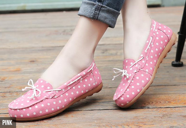 $49 for a Pair of Polka Dot Flat Leather Shoes – Four Colours Available