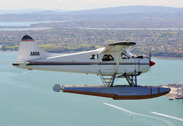 $159 for a 20-Minute Scenic Flight Over North Shore Beaches, Rangitoto, Motutapu, Past the Harbour Bridge & Sky Tower for an Adult or $119 for a Child – incl. Take-Off & Landing on the Water