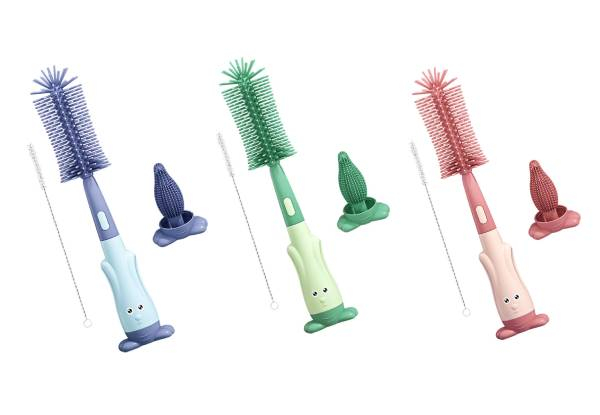 Three-in-One Silicone Bottle Cleaning Brush - Three Colours Available