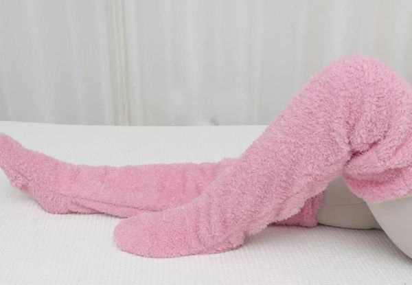 Furry Long Leg Warmer Stocking - Available in Five Colours & Option for Two-Pair