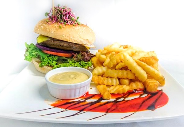 $19 for Any Two Burgers & Fries incl. 20% off Entry to the Pools