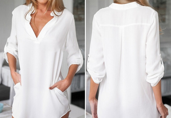 $19 for a Sheer Chiffon Blouse – Two Colours Available