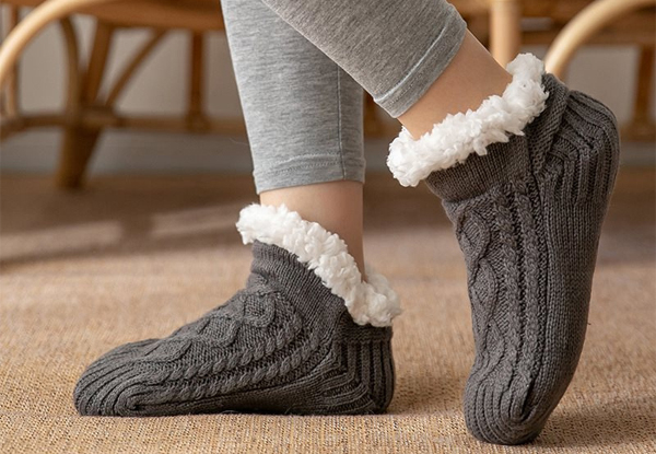 Warm Fleece-Lined Slipper Socks - Available in Five Colours & Three Sizes