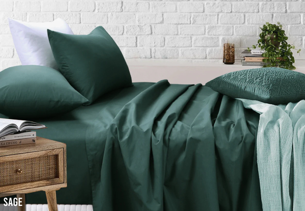 Amsons Royale Cotton Fitted Flat Sheet Set Incl. Pillowcases - Available in Six Colours & Six Sizes