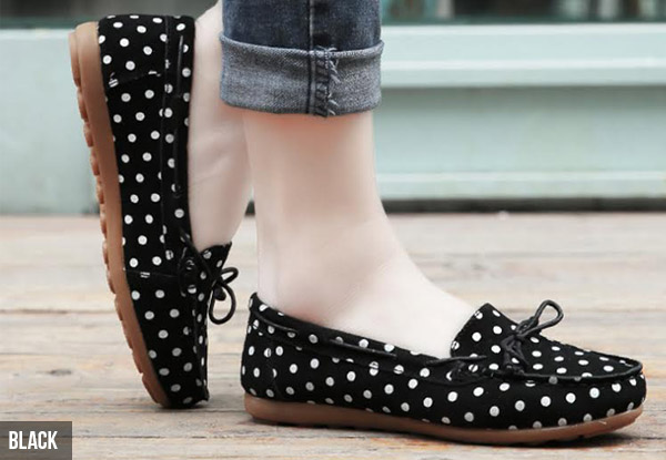 $49 for a Pair of Polka Dot Flat Leather Shoes – Four Colours Available