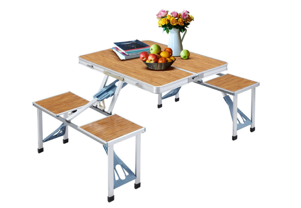 Foldable Four-Seat Camping Table & Chairs Set - Two Colours Available
