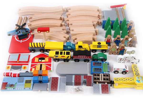 $32 for a 70-Piece Wooden Construction Train Set