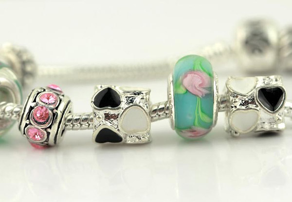 $13 for a Murano Glass Bead Silver Charm Bracelet