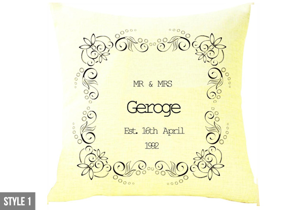 $19 for a Personalised Cotton Cushion Cover – Available in Two Styles