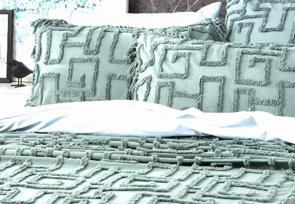 Riley Vintage Tufted Cotton Bed Cover Incl. Pillowcase - Available Four Colours & Two Sizes