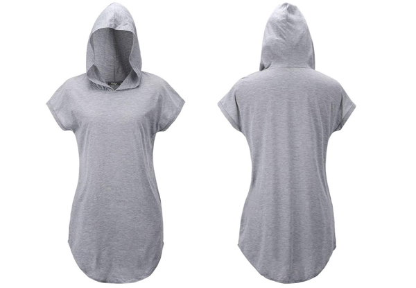 $22 for a Women's Hooded Round Tail Tee Shirt – Available in Black or Grey