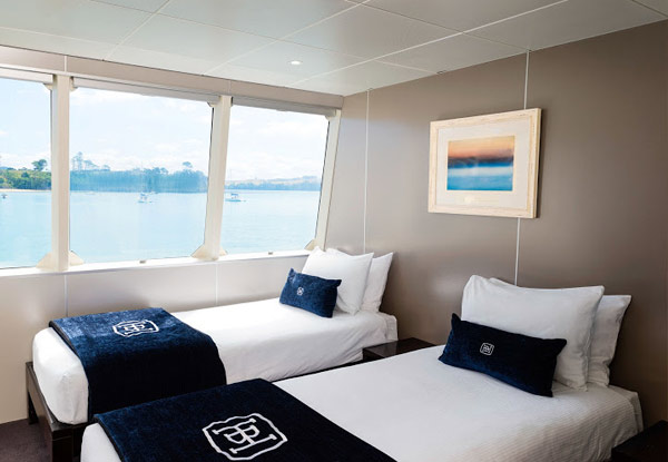 $179 Per Person Twin Share for an Overnight Cruise in an Oceanview Cabin incl. Cheese Platter, Three-Course Dinner, & a Full Cooked & Continental Breakfast (value up to $299)