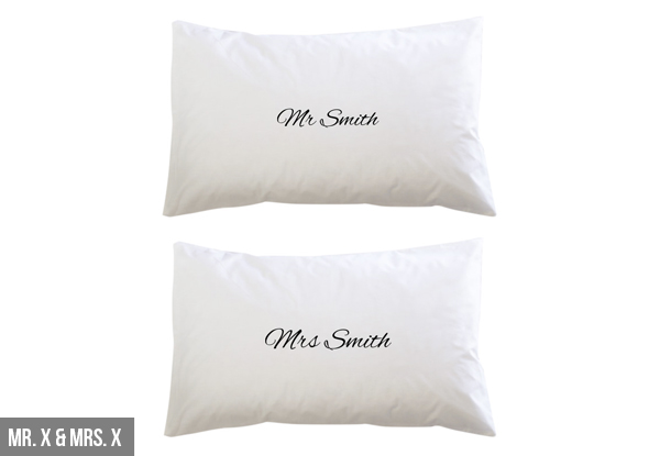 $57.99 for a Set of Two Personalised His & Hers Pillowcases with Free Shipping