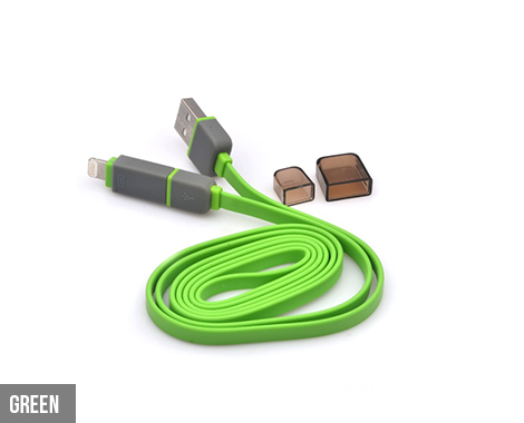 $16 for Two 2-in-1 Convertible USB and Charger Cables or $9 for One Cable - Available in Six Colours