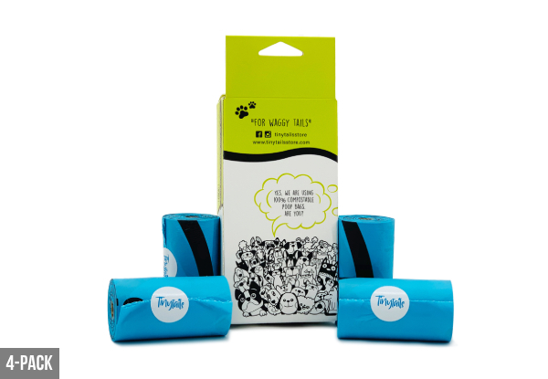 Four-Pack Compostable Pet Poo Bag - Option for Eight or 16-Pack