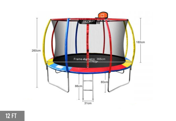 Genki Kids Trampoline with Basketball Hoop - Three Sizes Available