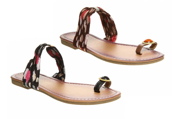 $14 for a Pair of Bamboo Justine Flat Sandals Available in Black or Beige with Free Shipping